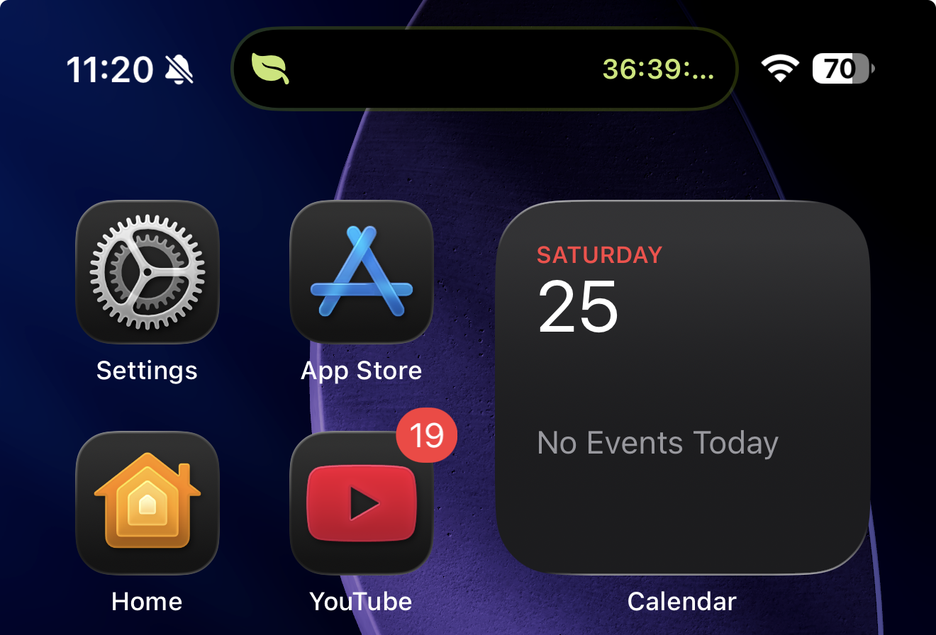 Dynamic Island showing off-peak countdown timer